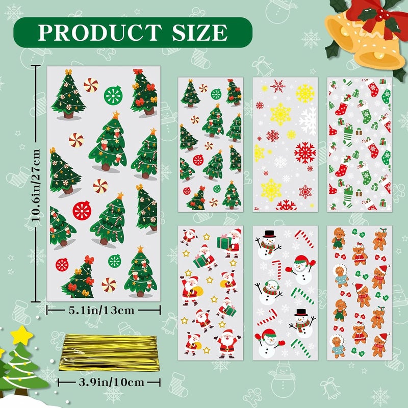 ONFAON Christmas Candy Bags - 180 Treat Bags with 200 Twists for Snacks, Cookies & Candy Packing - Image 2